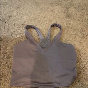 ALO Yoga Mauve-Light Purple V-Neck Sports Bra Tank